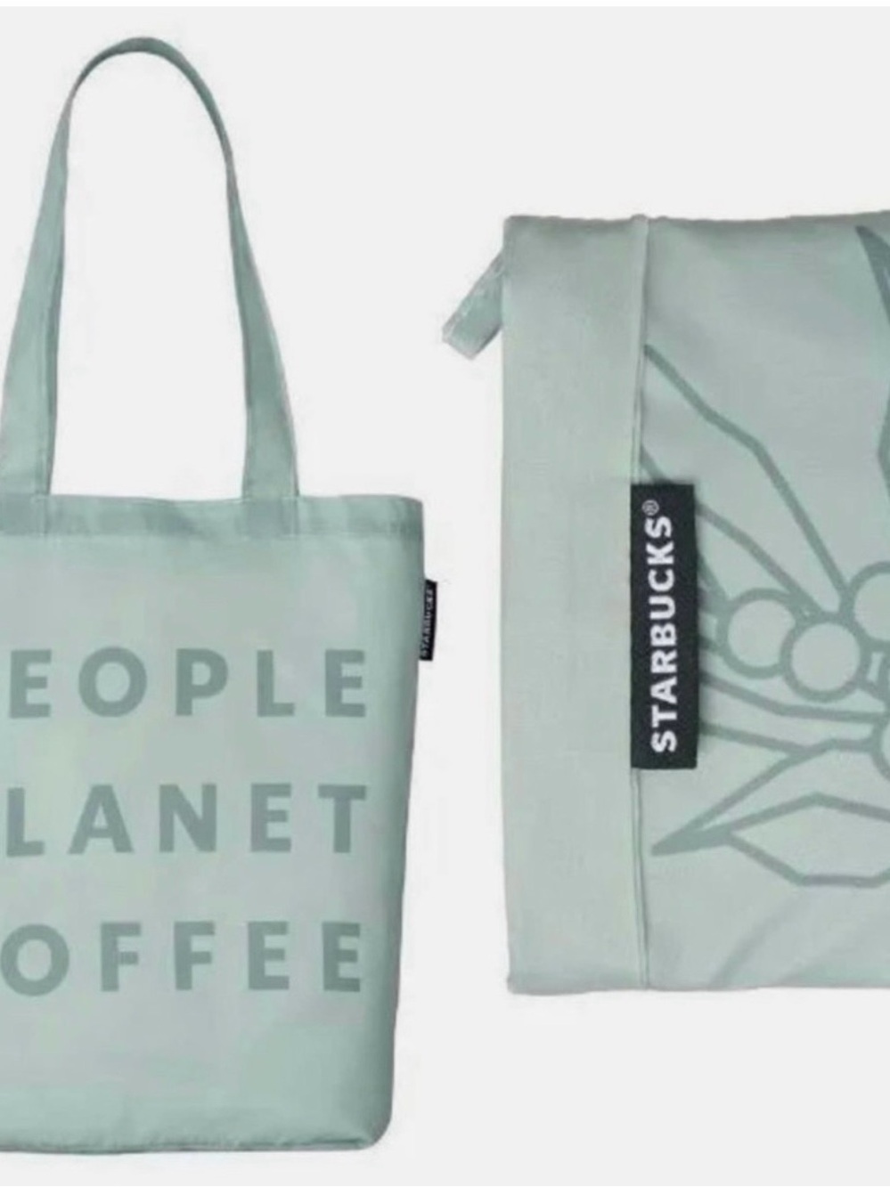 Starbucks Seafoam Green Foldable Tote with Pouch